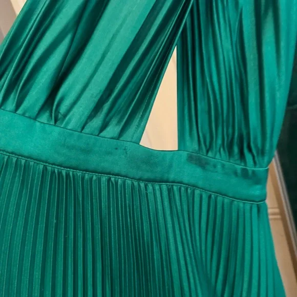 L’IDEE size 6 green pleated midi emerald dress green renaissance - Picture 7 of 10